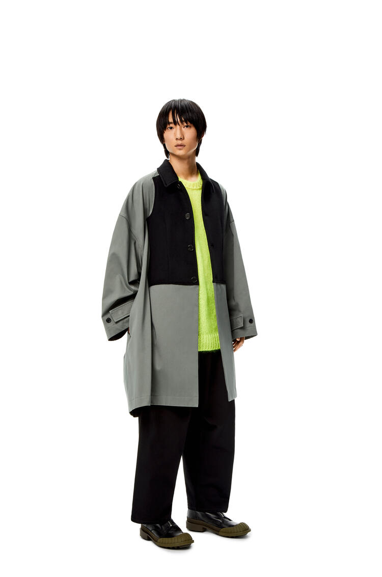 LOEWE Oversize belted coat in cotton & wool Green/Black pdp_rd