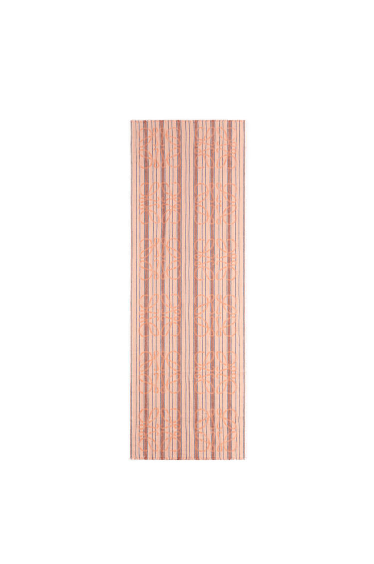 LOEWE Bufanda de rayas con anagrama en lino Naranja/Multicolor
