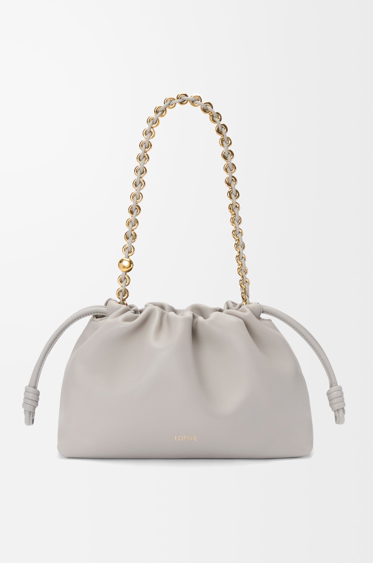 LOEWE 中号柔软纳帕羊皮革 Flamenco Purse 手袋 银灰色