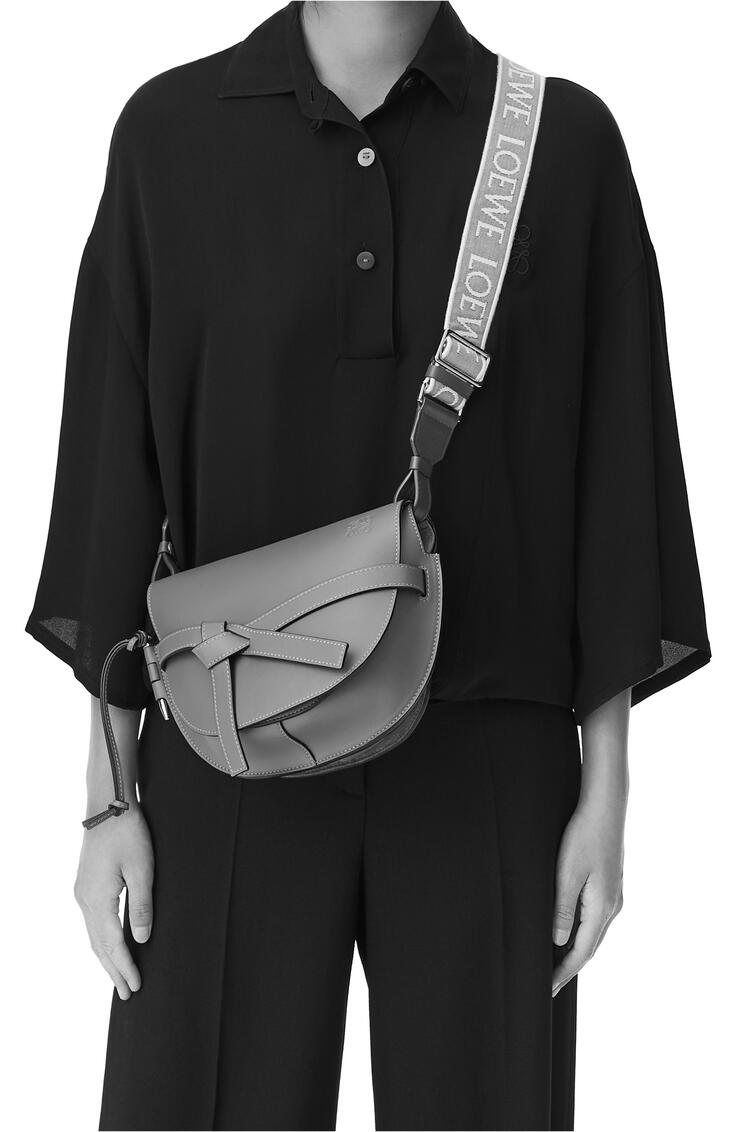 LOEWE Small Gate bag in soft calfskin and jacquard Black pdp_rd