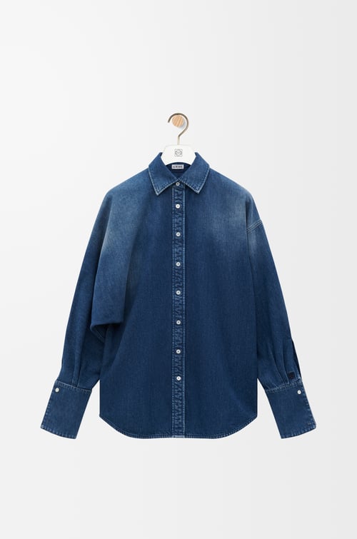LOEWE Draped shirt in denim Washed Denim plp_rd