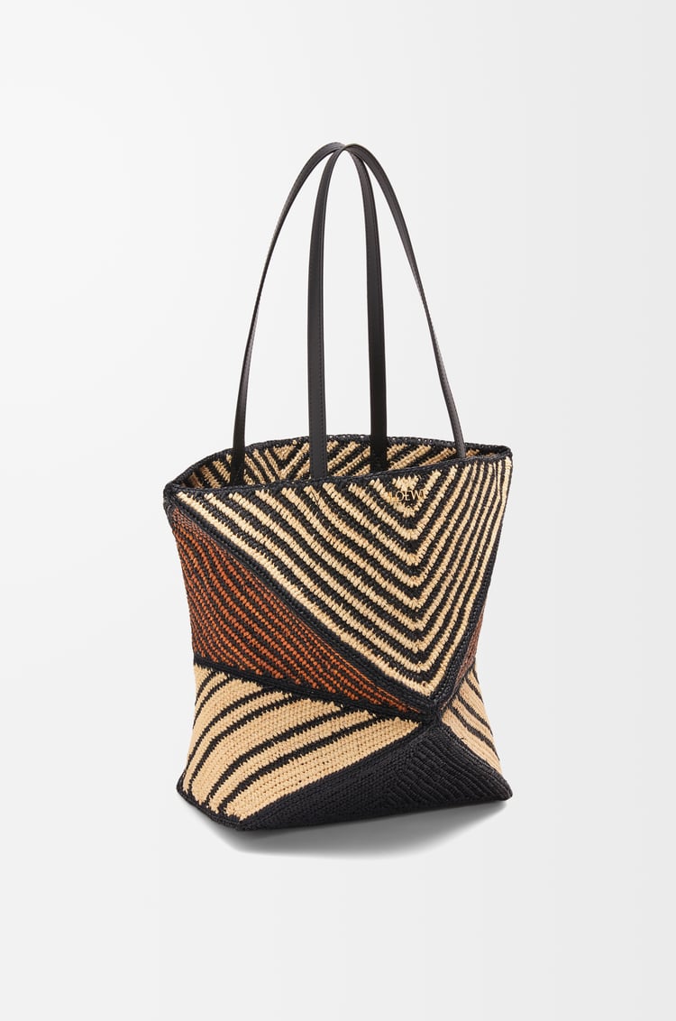 LOEWE Bolso Puzzle Fold Tote en rafia Natural/Dorado Miel