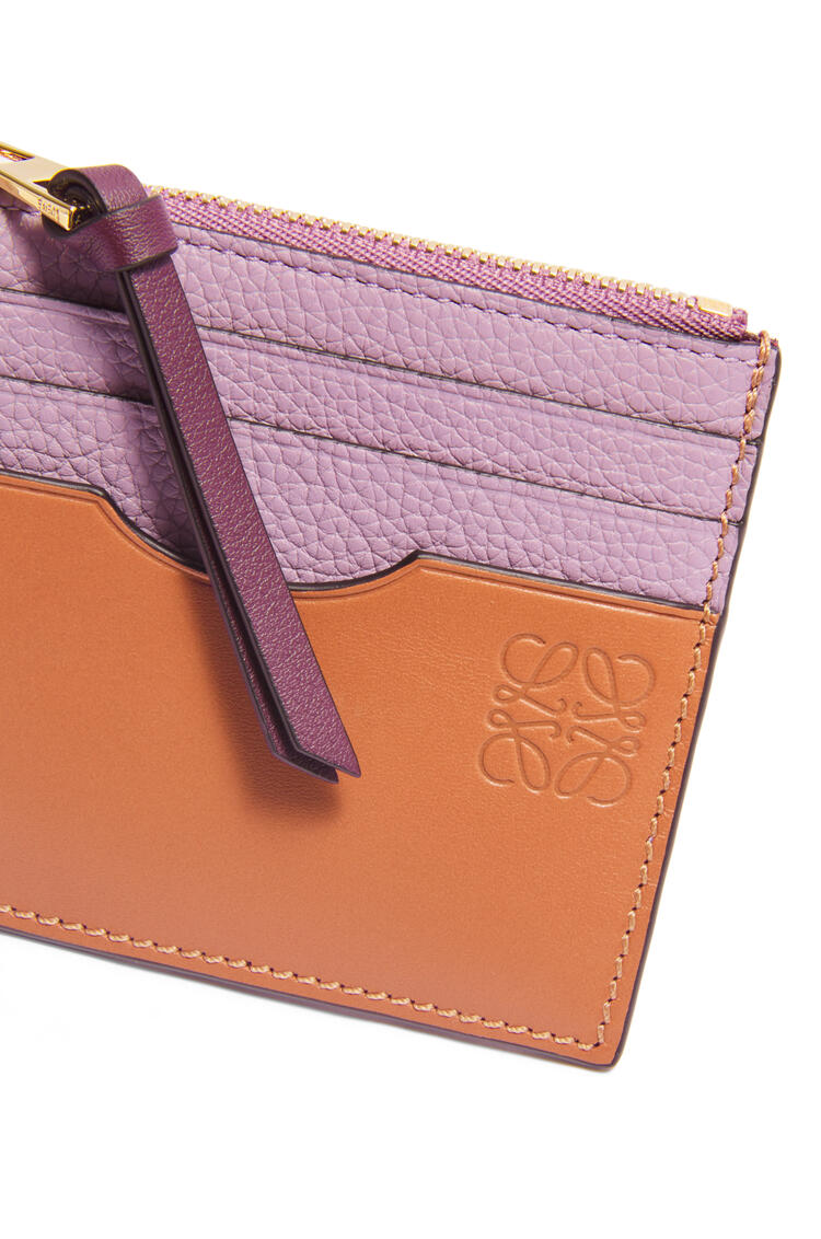 LOEWE Square cardholder in soft grained calfskin with chain Dirty Mauve/Tan