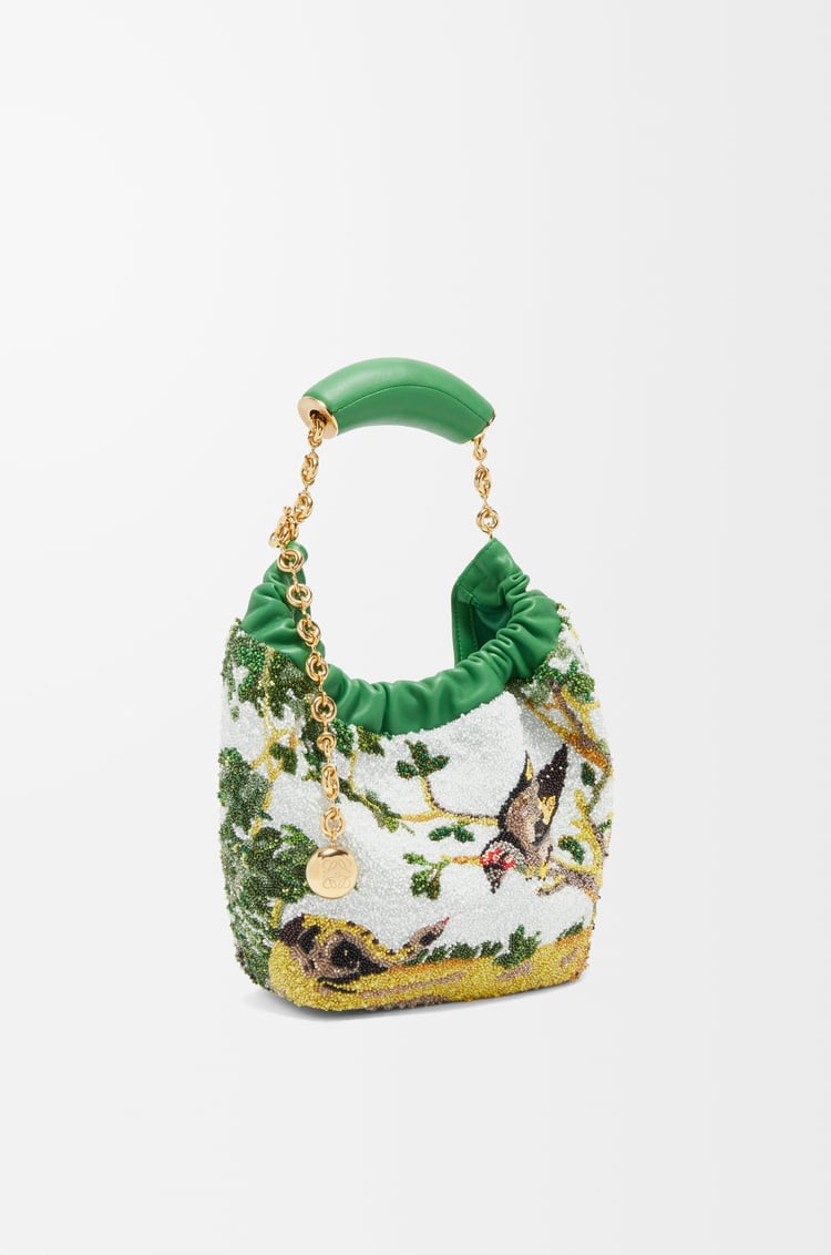 LOEWE Mini Squeeze bag in beaded leather Green