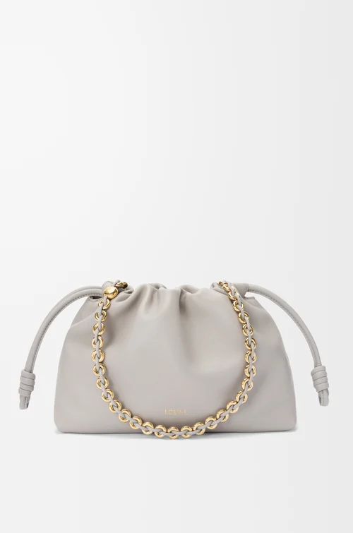 LOEWE Medium Flamenco purse in mellow nappa lambskin Shell Grey