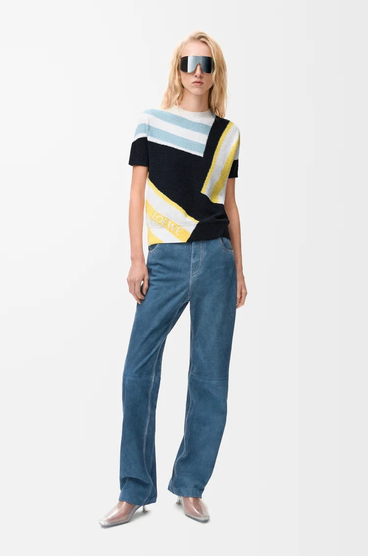 LOEWE Jersey de manga corta en mezcla de algodón Azul/Multicolor