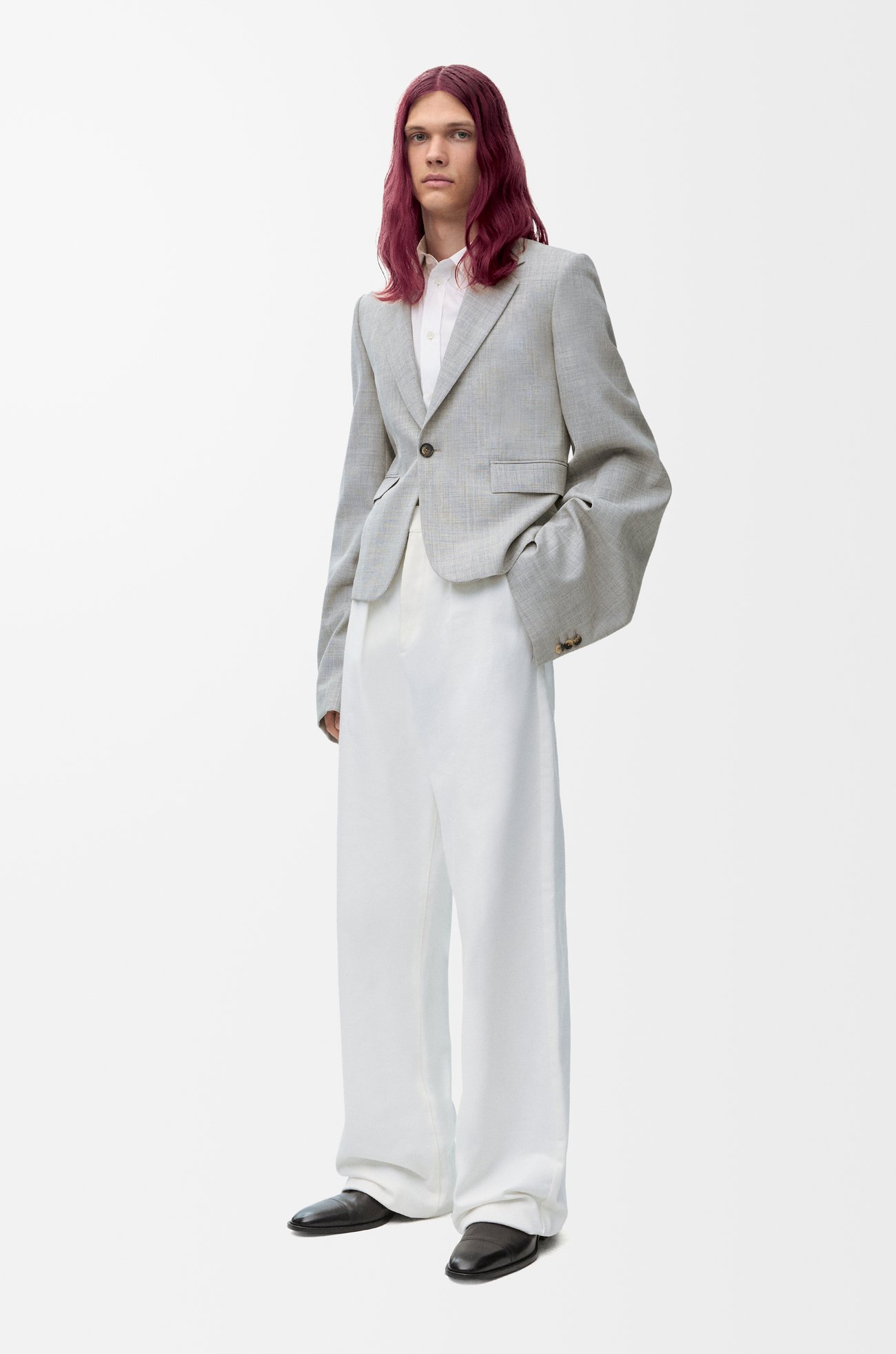 LOEWE Pleated trousers in denim White plp_rd