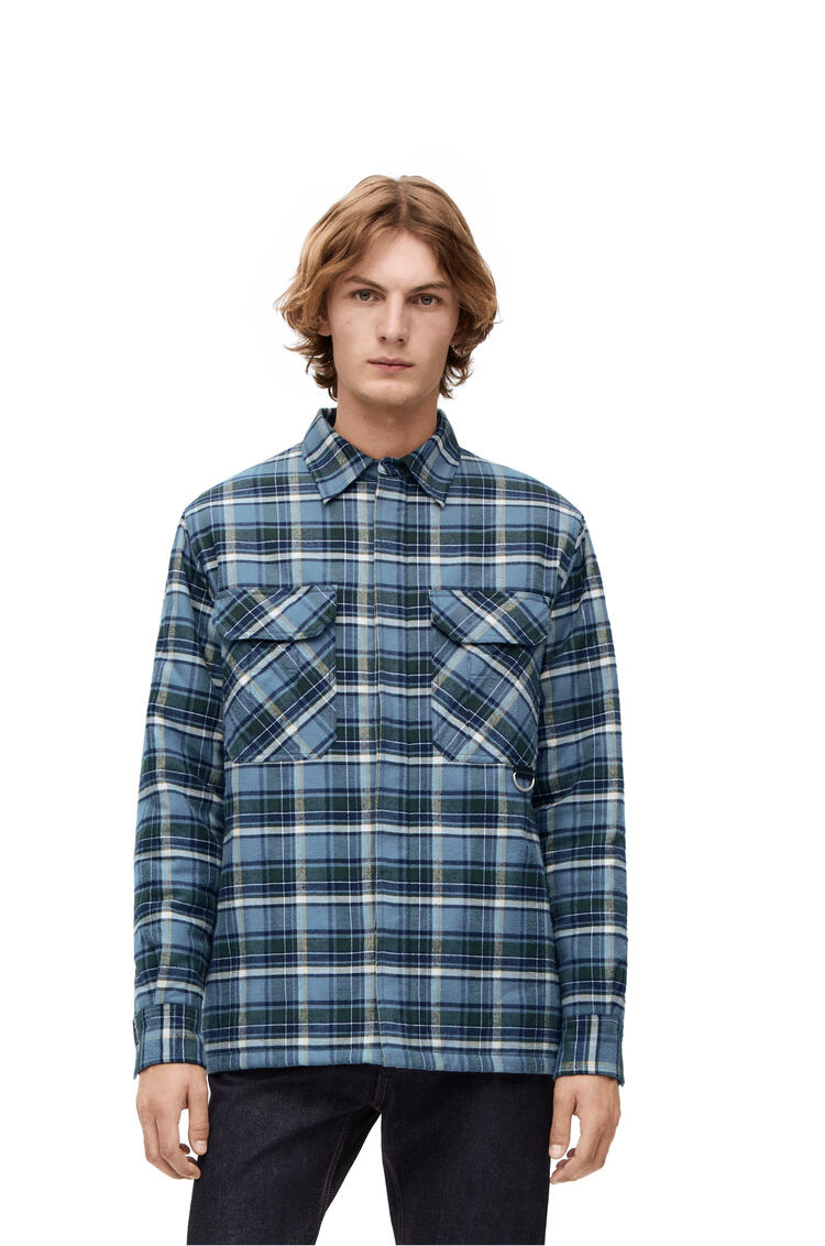 LOEWE Puffer check overshirt in cotton Blue/Multicolor