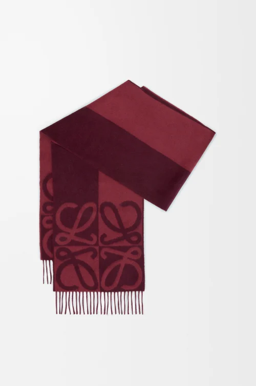 LOEWE スカーフ（ウール&カシミヤ） バーガンディ/マホガニー