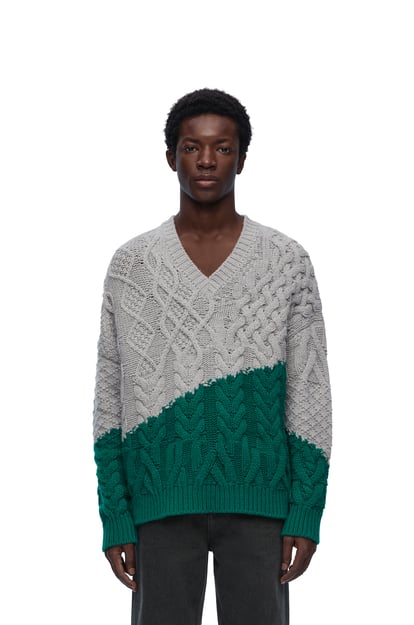 LOEWE Sweater in wool 灰色/綠色 plp_rd