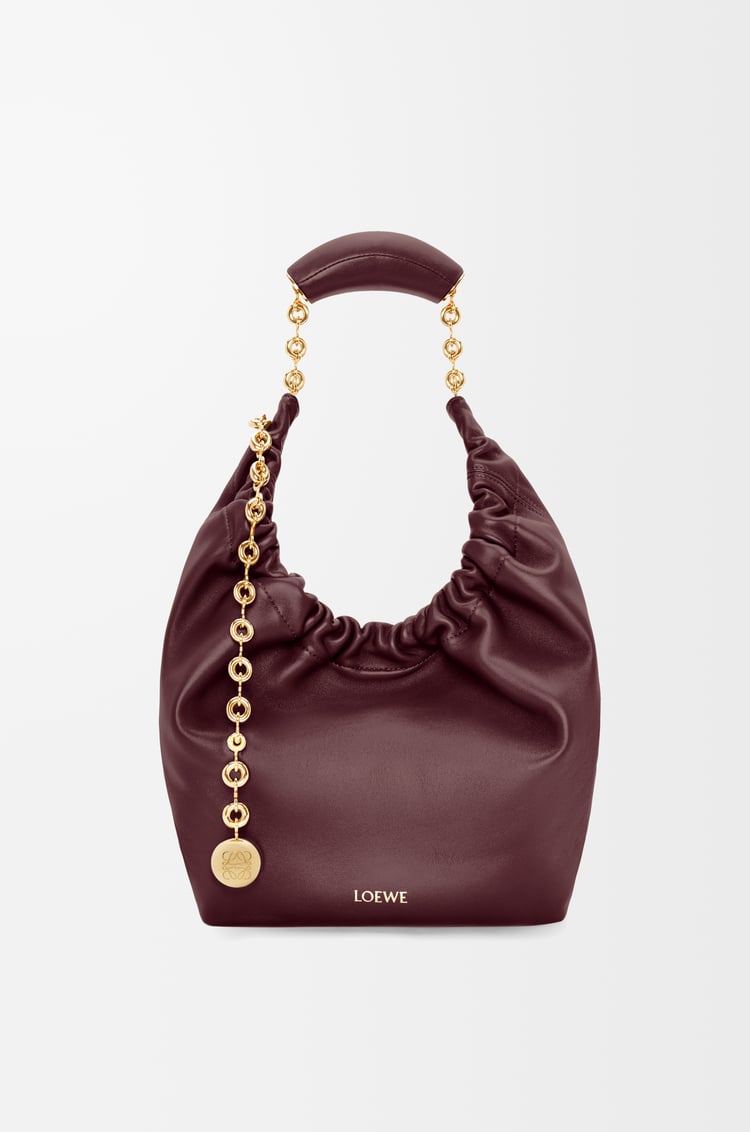 LOEWE Small Squeeze bag in mellow nappa lambskin Dark Burgundy