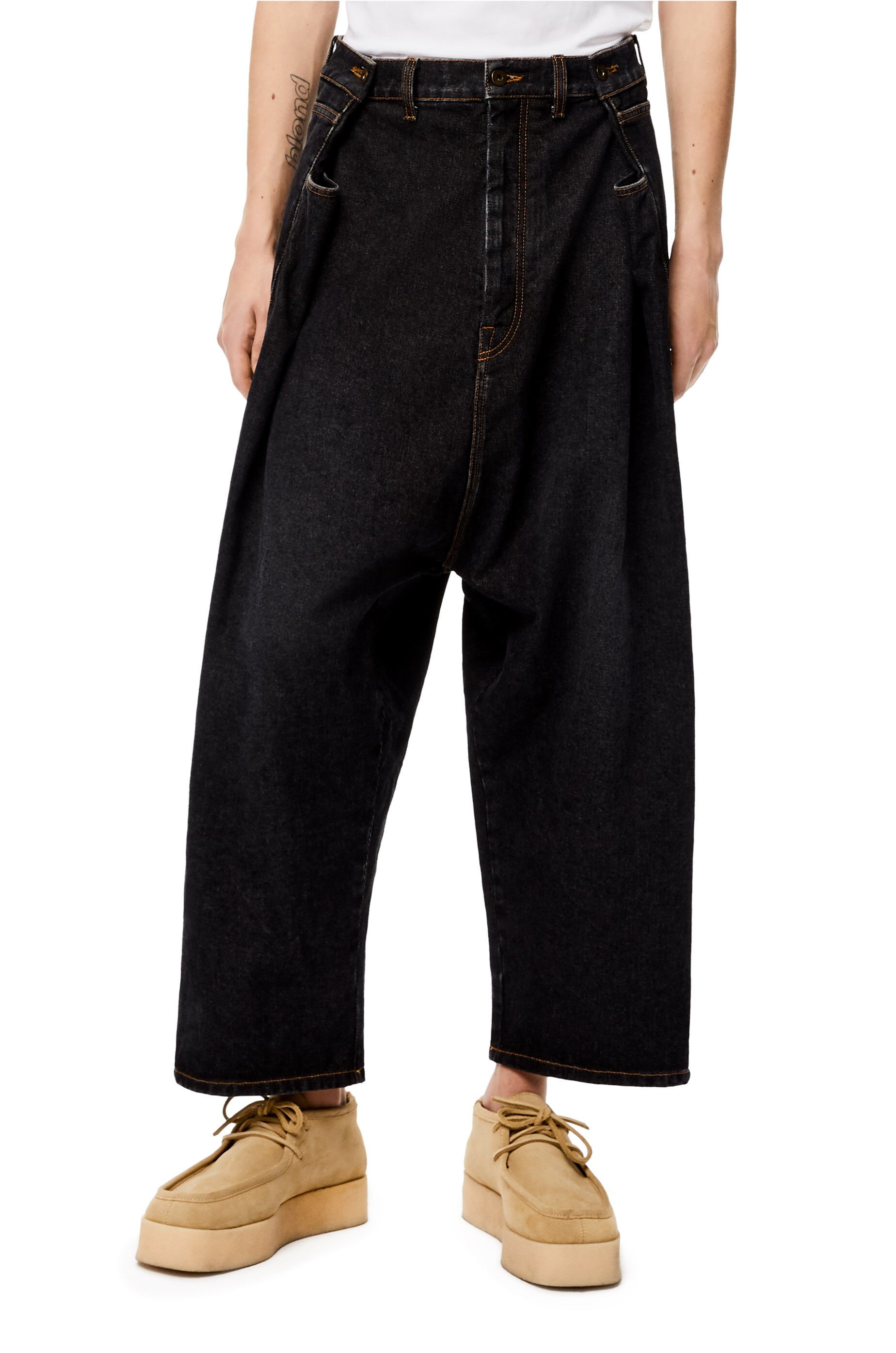 Cropped low crotch jeans in cotton Black LOEWE
