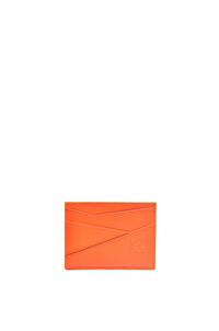 LOEWE Tarjetero liso Puzzle en piel de ternera con textura de rombos Naranja