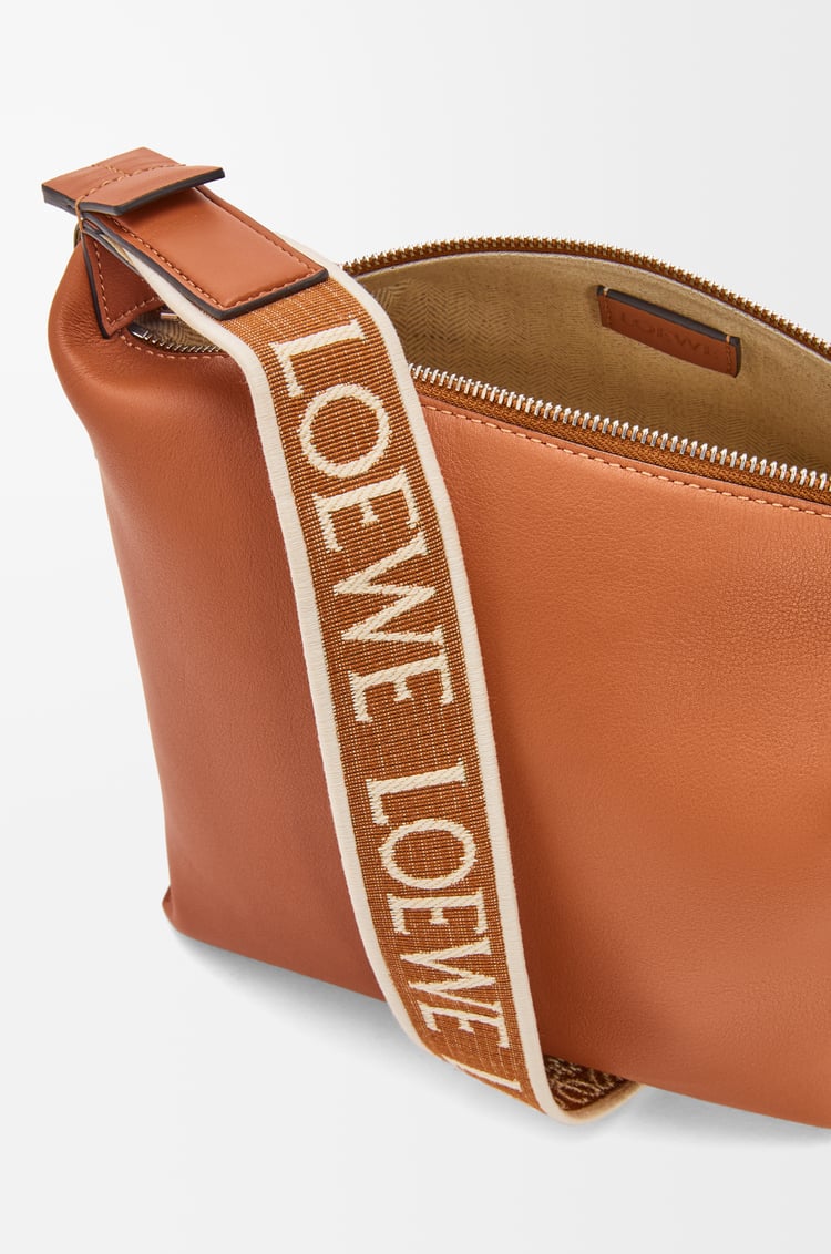 LOEWE Small Cubi crossbody bag in supple smooth calfskin and jacquard Tan