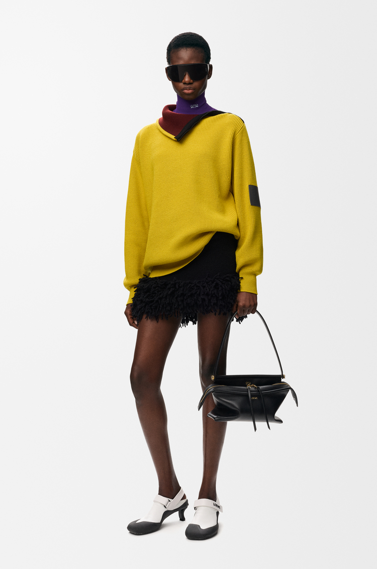 LOEWE Jersey con cremallera en lana Verde Oliva
