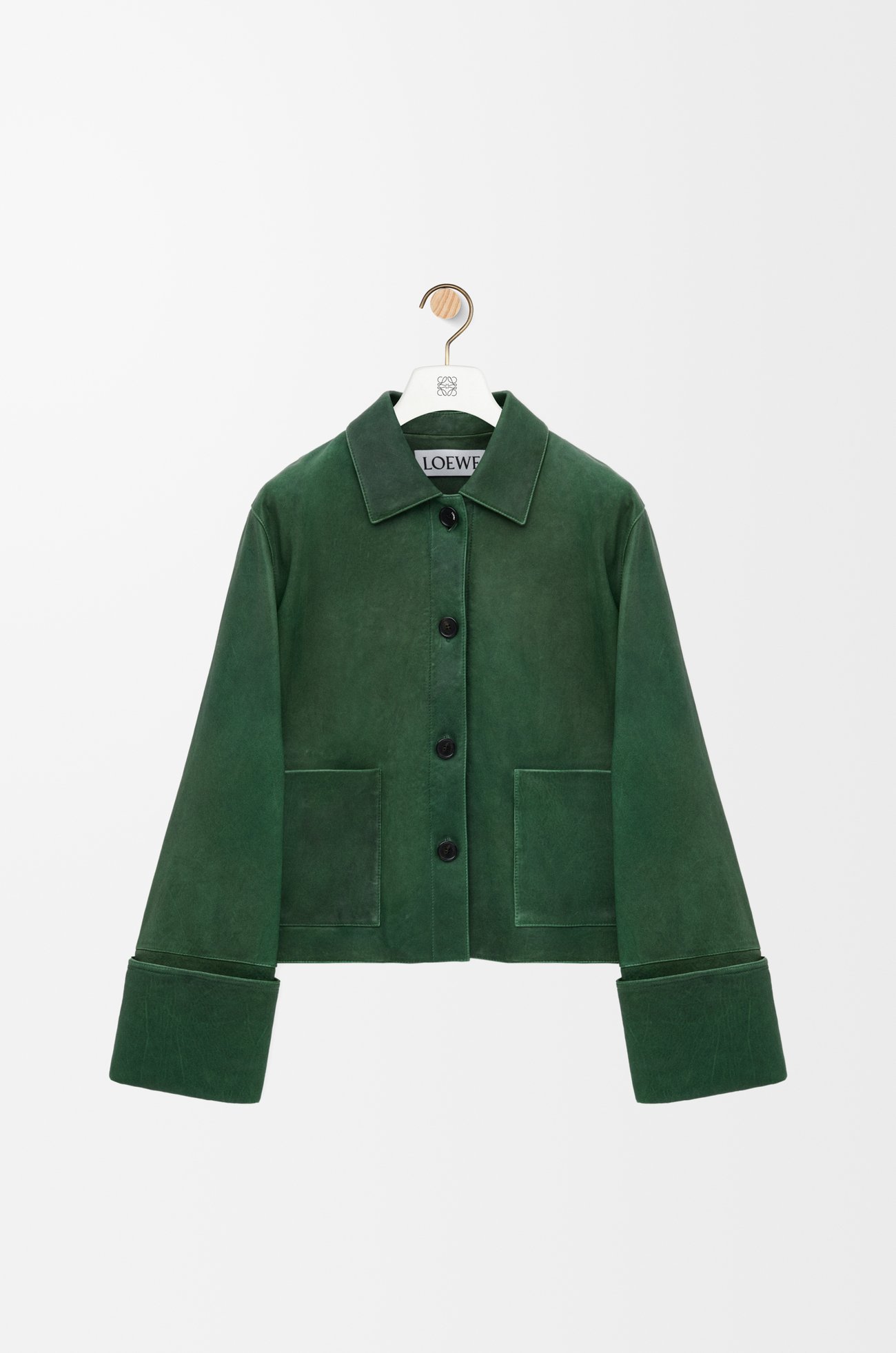 LOEWE Turn-up jacket in nappa lambskin Dark Green