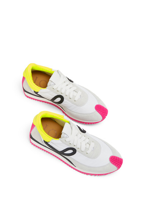 LOEWE Flow runner in nylon and suede Soft White/Neon Yellow