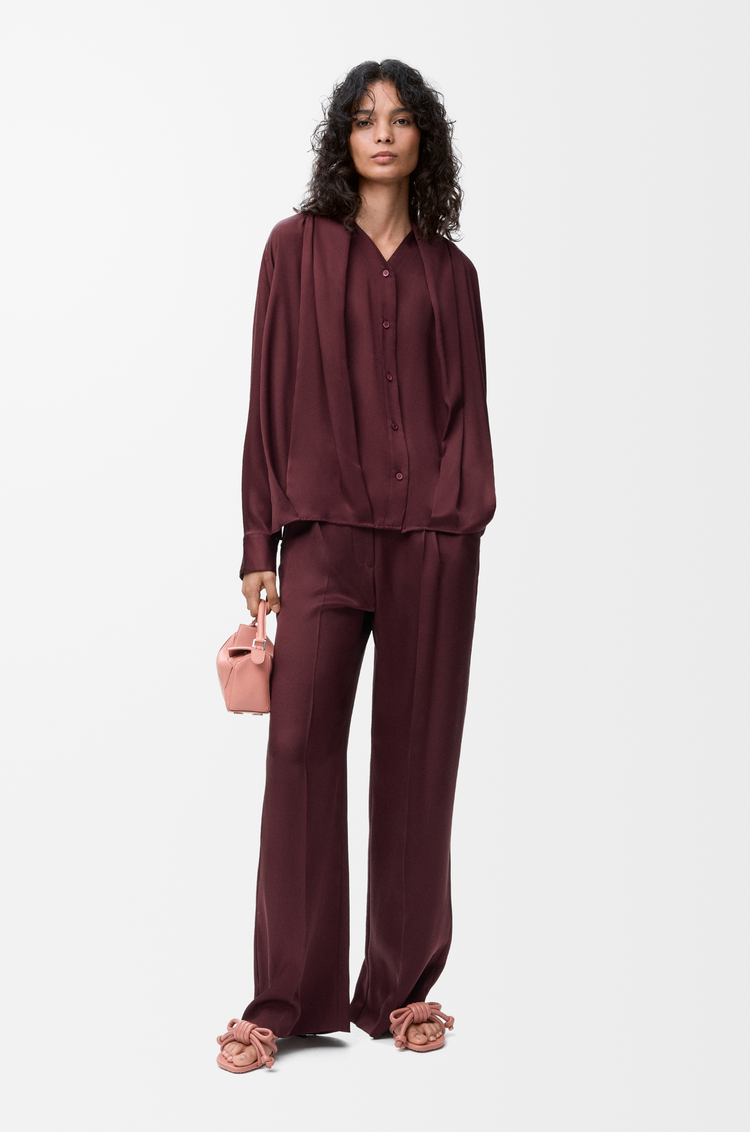 LOEWE Blusa da pigiama in seta Bordeaux