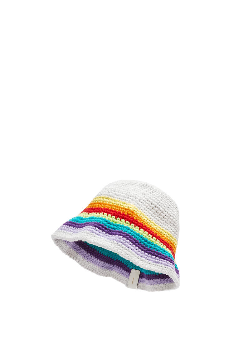 LOEWE 棉质和牛皮革钩针编织帽 multicolor/white pdp_rd