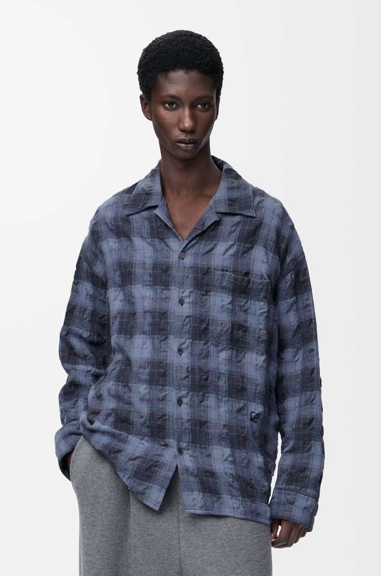 LOEWE Shirt in wool and cotton Navy Blue