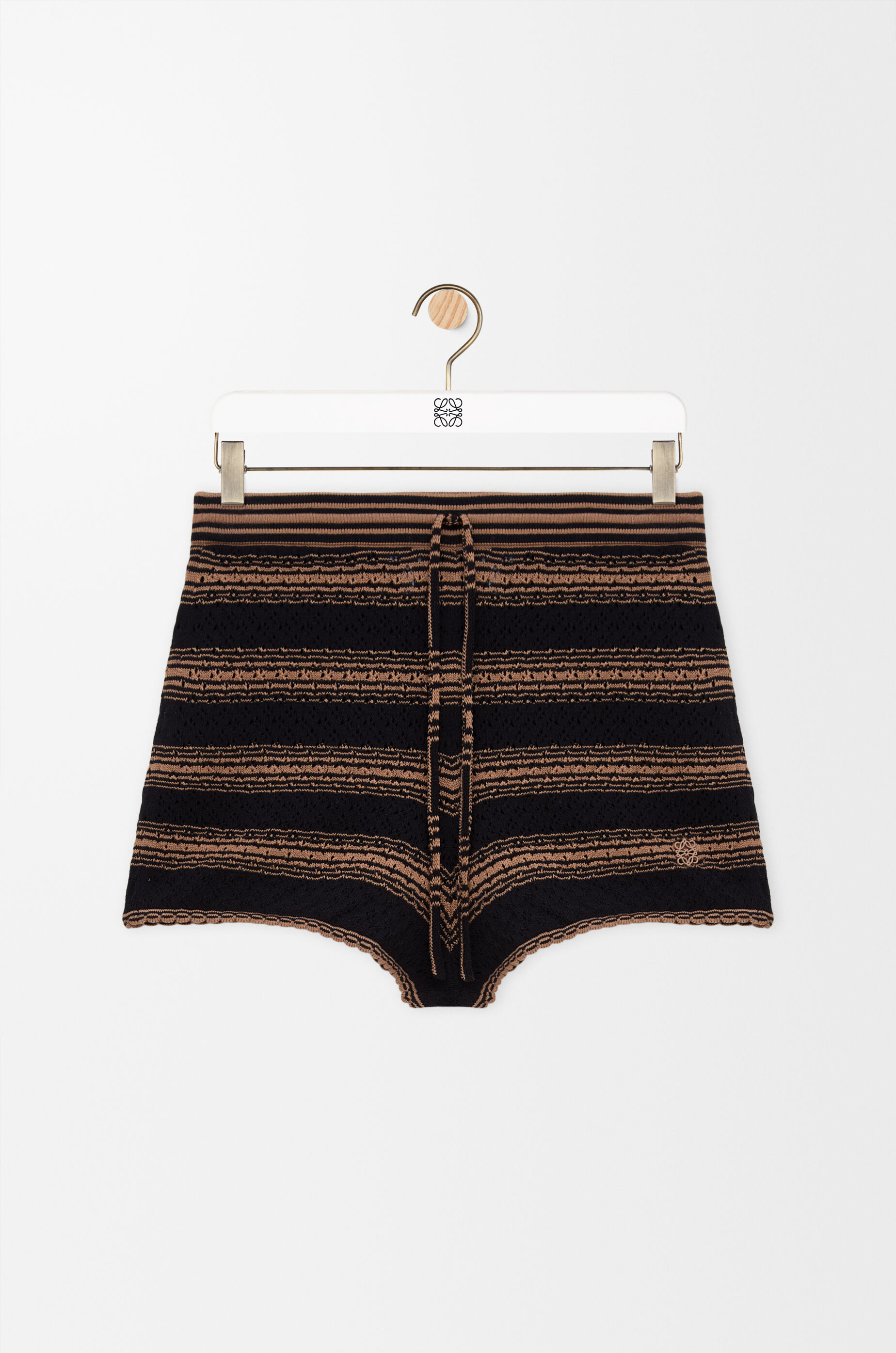 loewe ボーダーニットショートパンツ　made in Italy Shorts in cotton blend Black - LOEWE USA Official Website