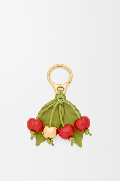 LOEWE 经典牛皮革樱桃挂饰 绿色/红色