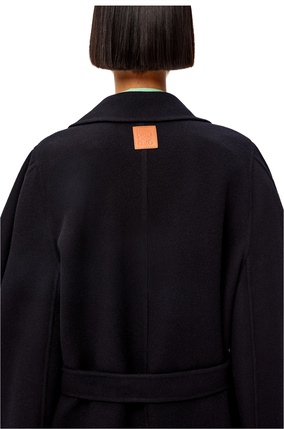LOEWE Circular sleeve belted coat in wool and cashmere Black plp_rd