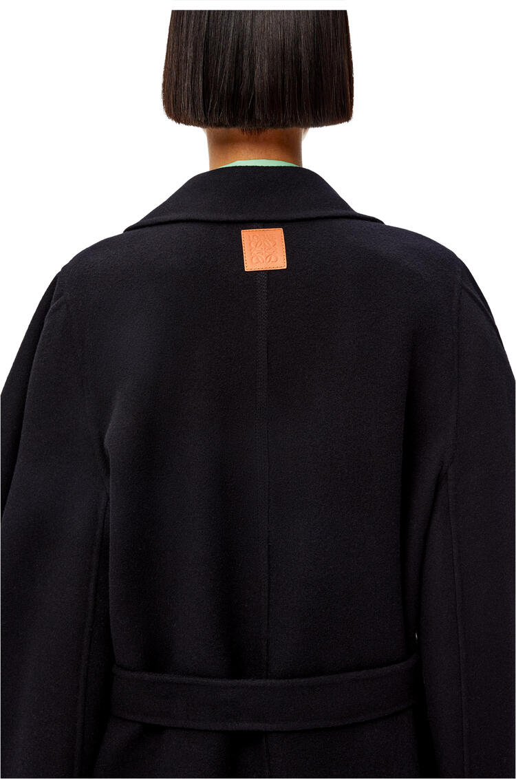 LOEWE Circular sleeve belted coat in wool and cashmere Black pdp_rd