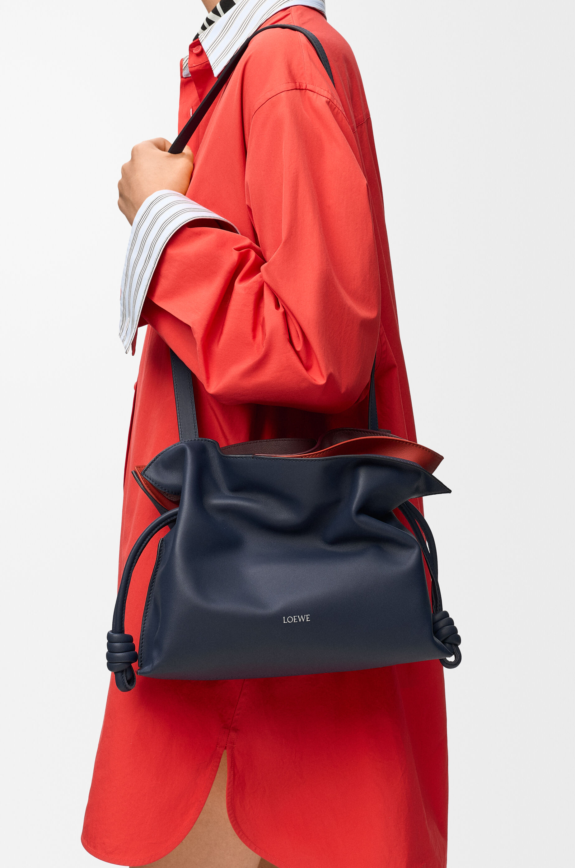Medium layered Flamenco clutch in nappa calfskin Blue - LOEWE USA