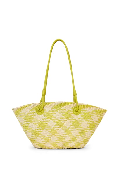 LOEWE Small Anagram Basket bag in raffia and calfskin Natural/Lime Green plp_rd