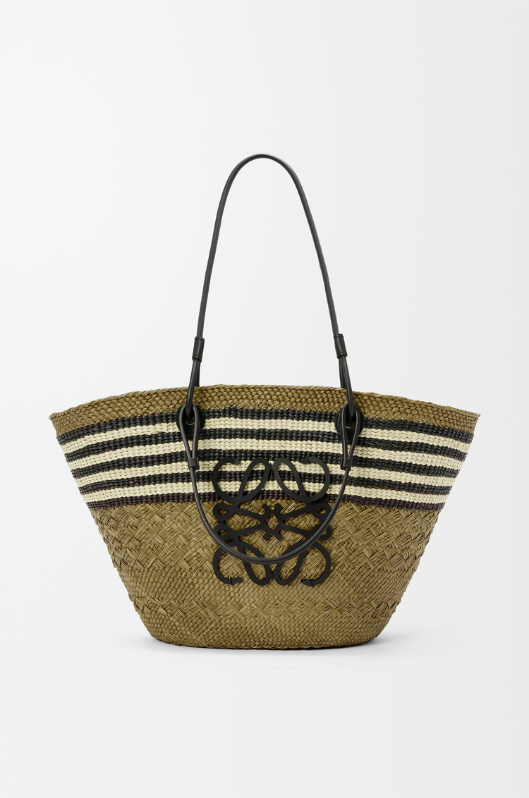 LOEWE アナグラム バスケット ミディアム（イラカヤシ&カーフ） ダークカーキ/ブラック