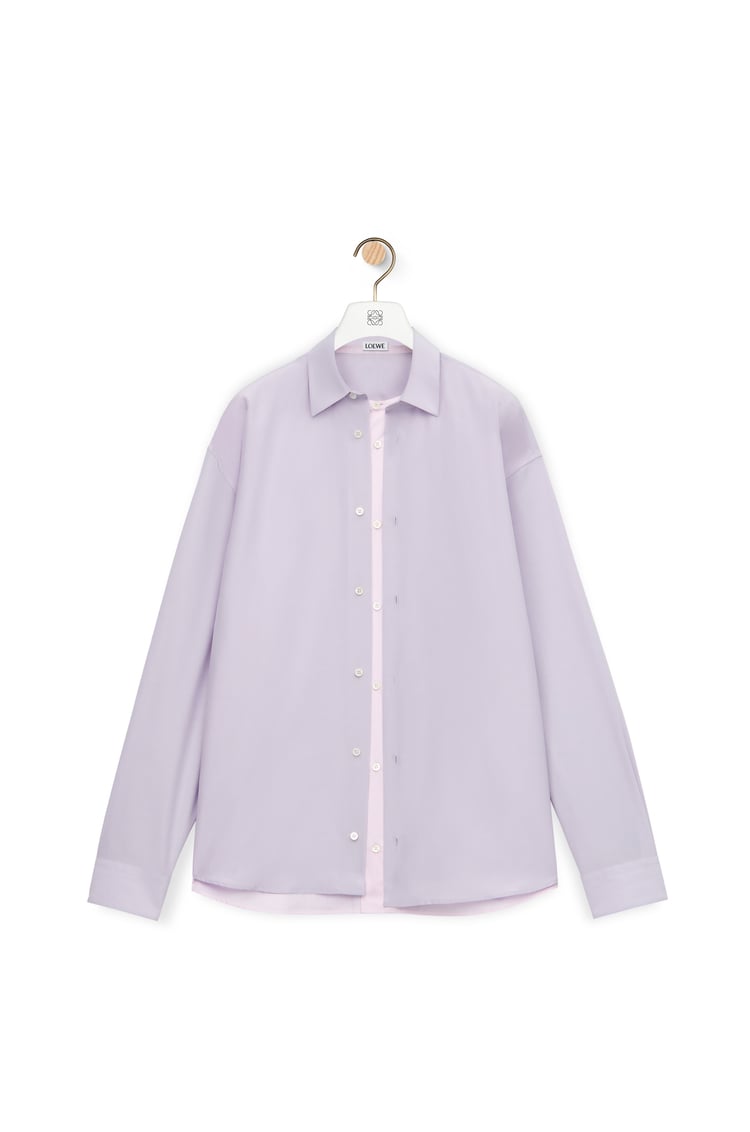 LOEWE Camisa de doble capa en algodón y seda Lila Pastel/Rosa