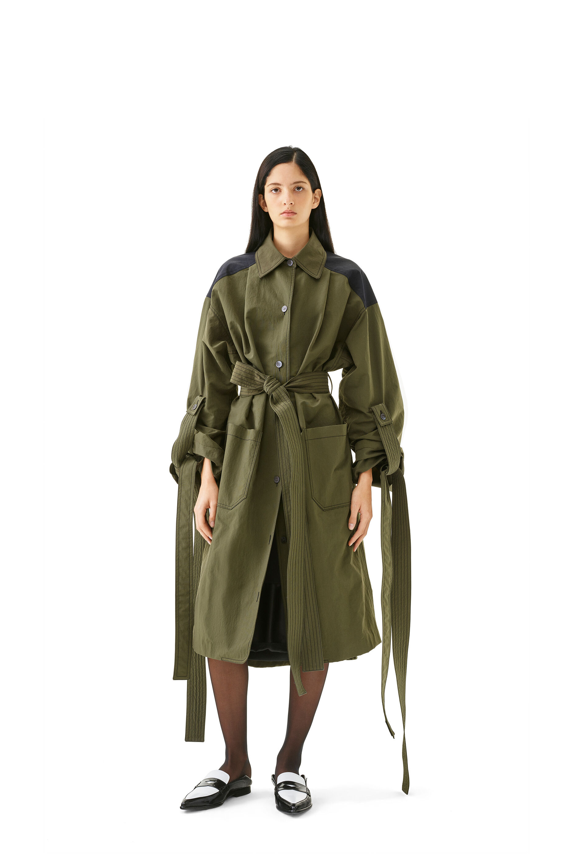 NYLON OVERSIZE COAT Black Khaki Green LOEWE