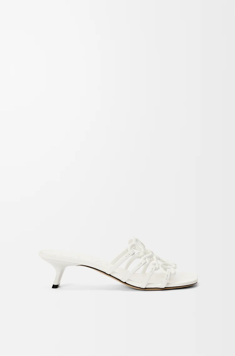 LOEWE Petal Anagram slide in soft calfskin Anthurium White