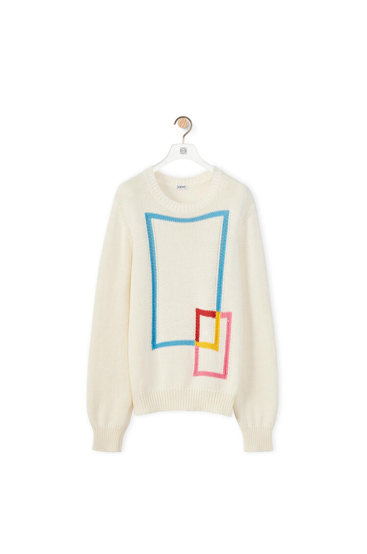 LOEWE Double square sweater in organic cotton White/Multicolor