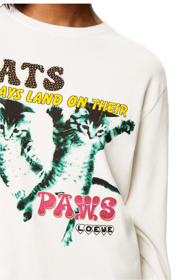 LOEWE Long sleeve Cats print T-shirt in cotton White pdp_rd