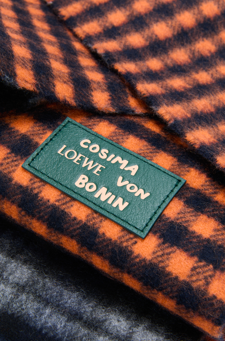 LOEWE Bufanda en lana y cashmere Azul Marino/Naranja