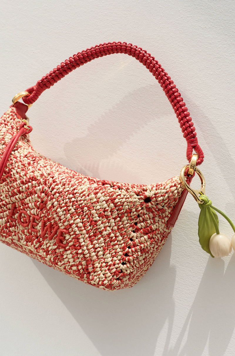 LOEWE Cala mini bag in melange raffia Red