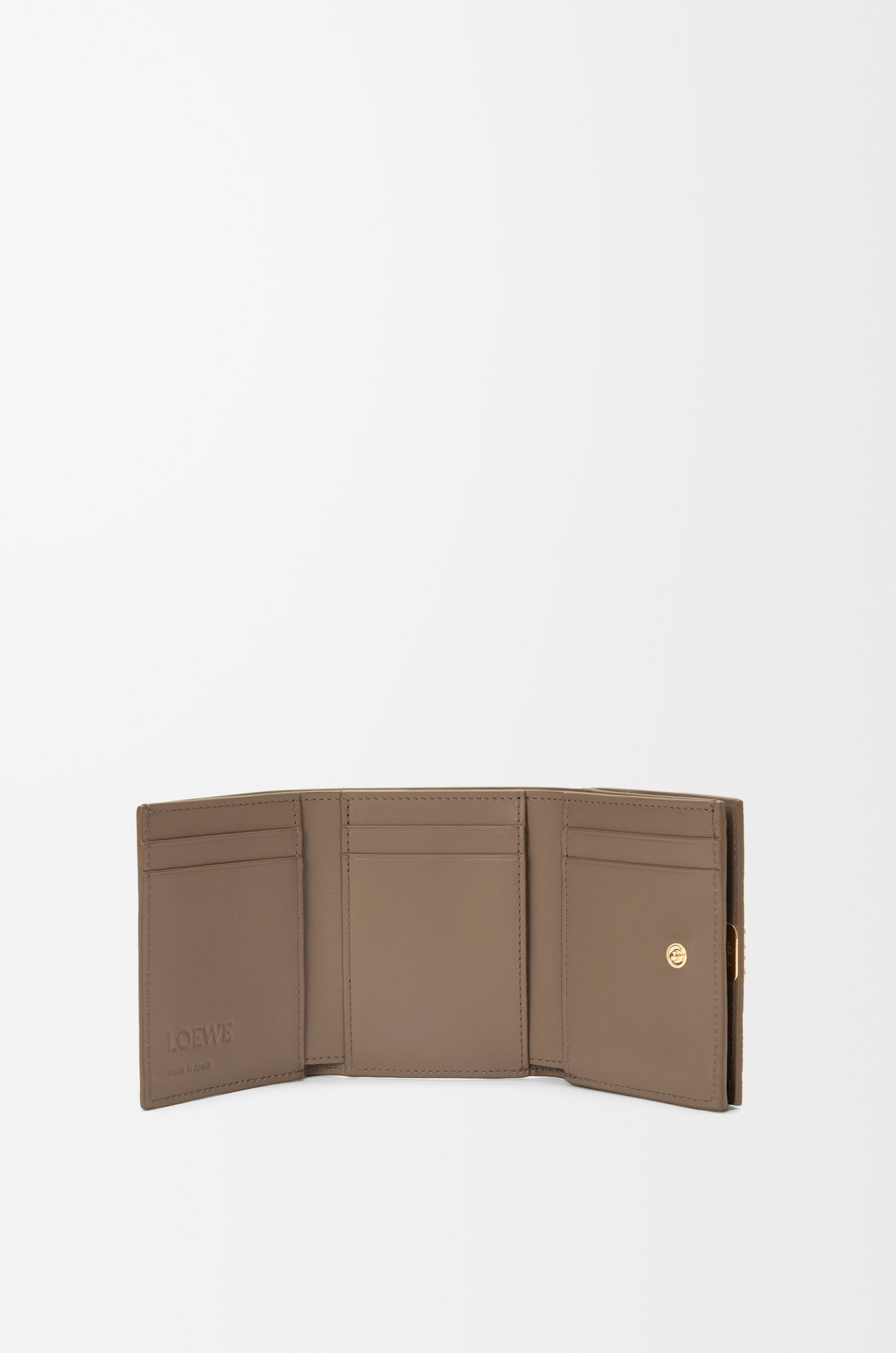 LOEWE Anagram trifold wallet in pebble grained calfskin Taupe