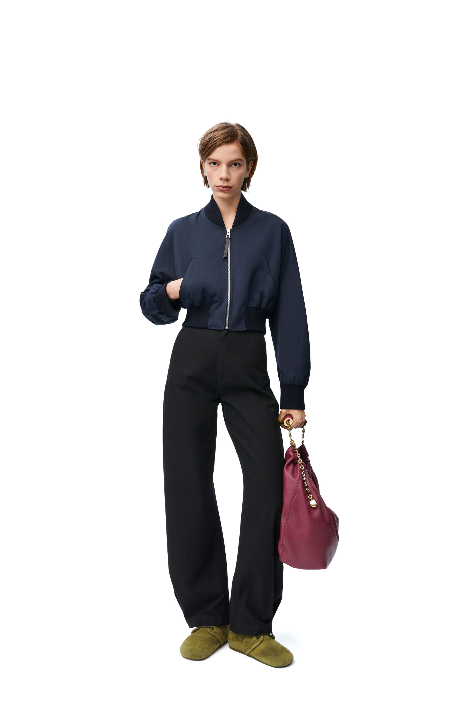 Bomber jacket in cotton and silk