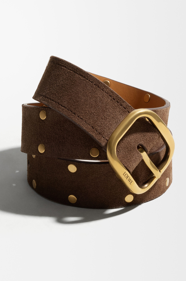 LOEWE ラウンド ソフト ベルト（スエードカーフ） ウッド/ヴィンテージゴールド