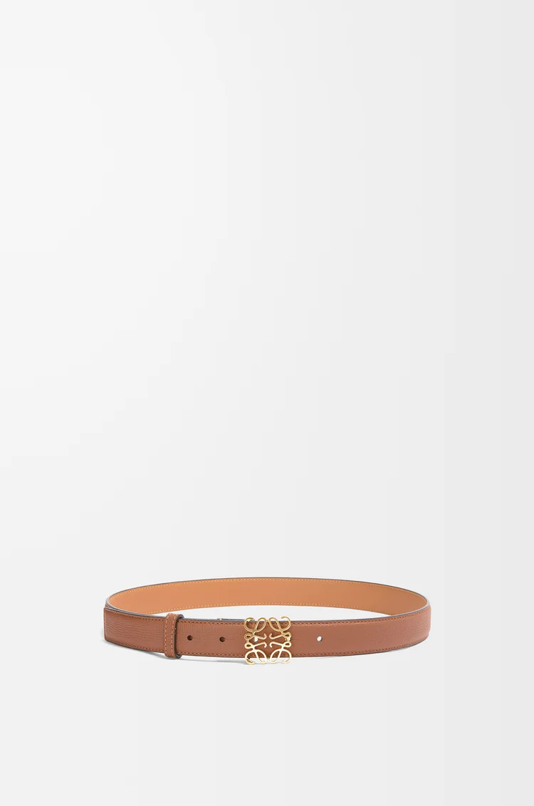 LOEWE Anagram belt in pebble grain calfskin Tan/Gold