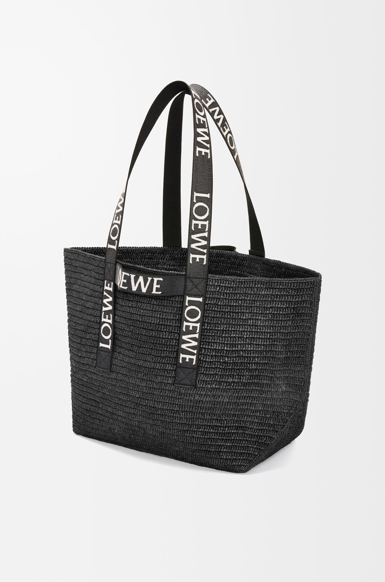 LOEWE Fold Shopper in raffia Black