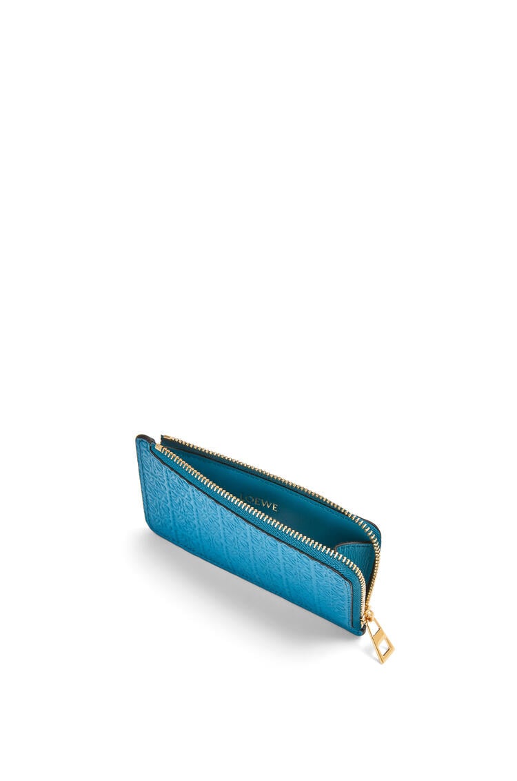 LOEWE Tarjetero-monedero Repeat en piel de ternera en relieve Azul Laguna