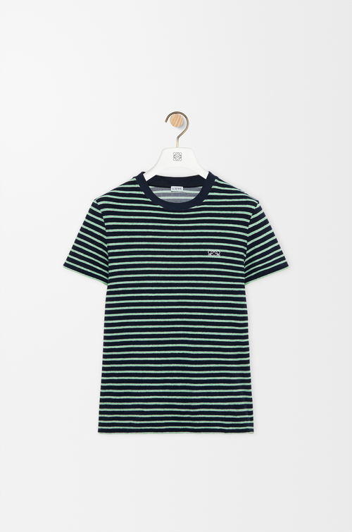 LOEWE T-shirt in cotton blend terry Navy Blue/Green