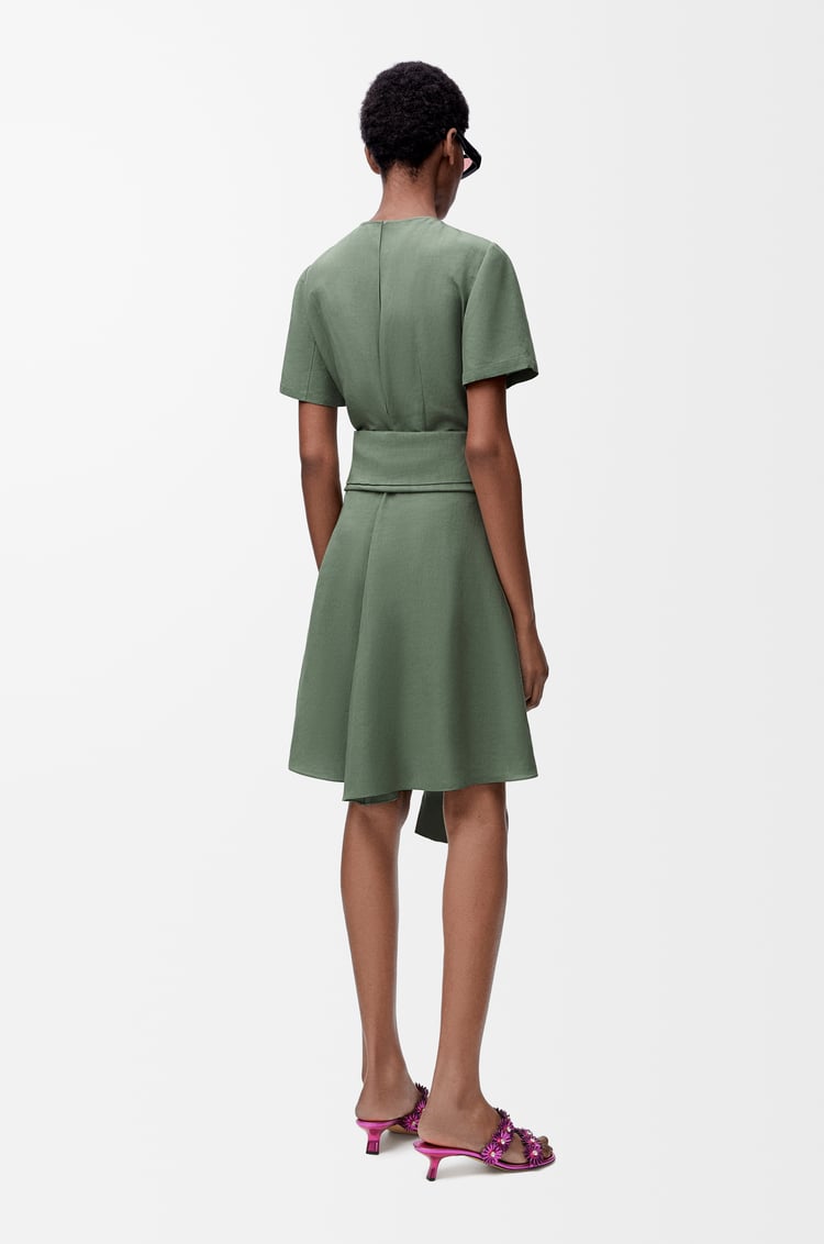 LOEWE Pebble dress in viscose and linen Sage