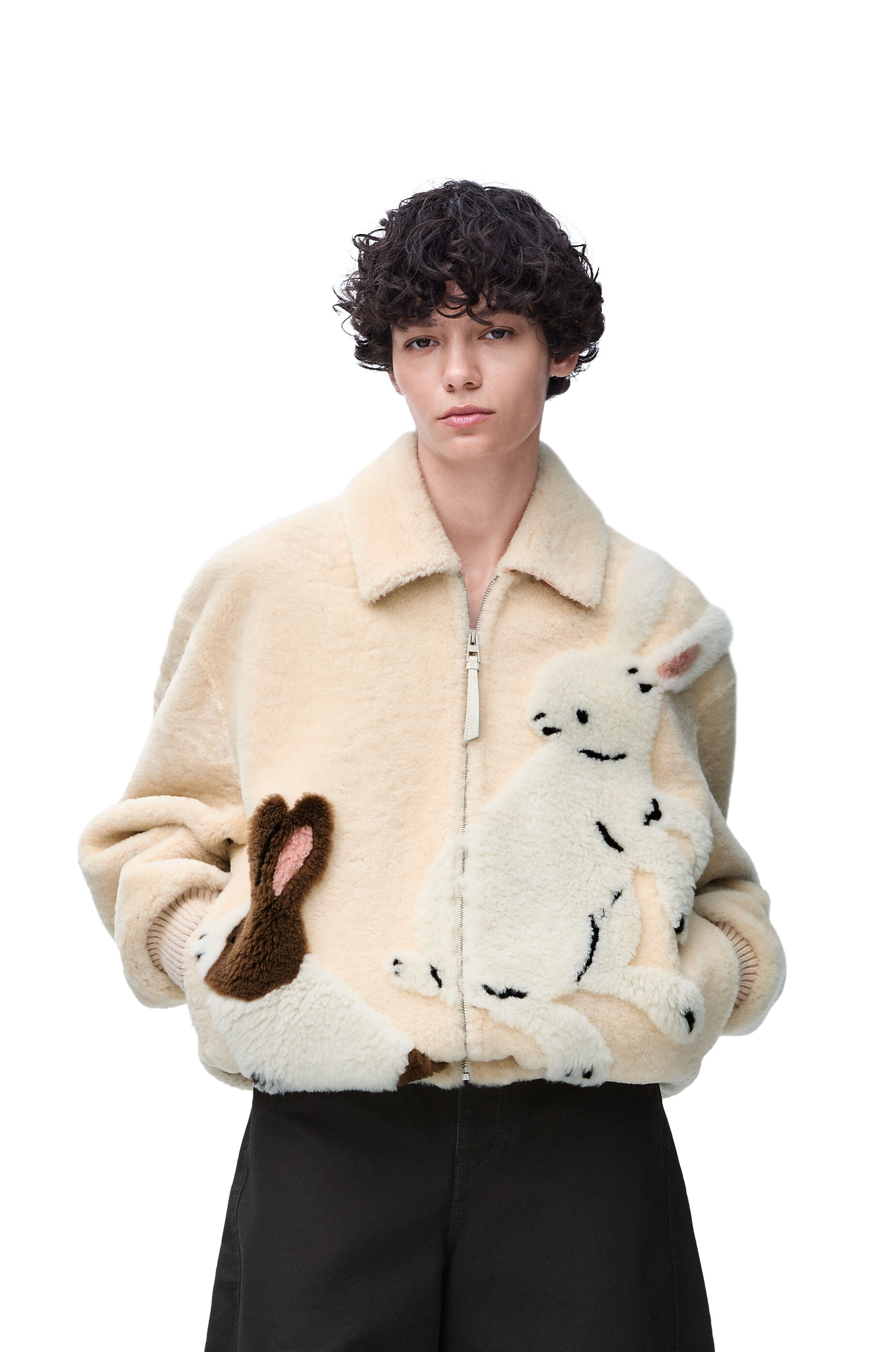 Zip up jacket in shearling Ivory LOEWE
