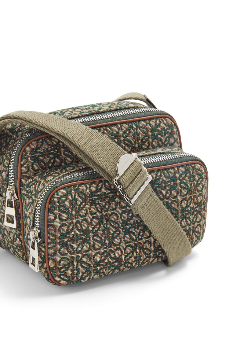 LOEWE Mini Camera bag in Anagram jacquard and calfskin Khaki Green/Tan pdp_rd