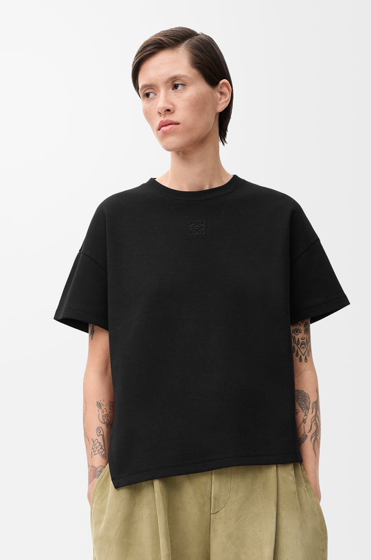 LOEWE Camiseta asimétrica en mezcla de algodón Negro