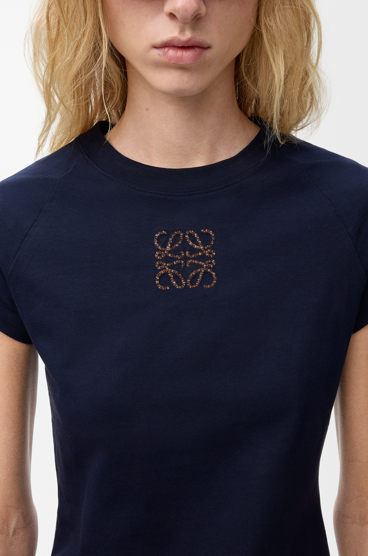 LOEWE Camiseta de corte pequeño en algodón Azul Marino
